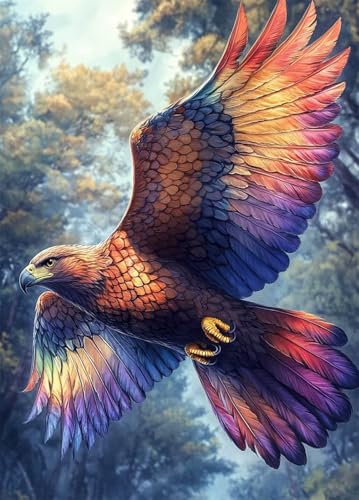 Adler Diamond Painting Erwachsene, Diamond Painting Tier Crystal Art Muster 5D DIY Quadratische Steine Vollbohrer Mosaik Bastelset Erwachsene für Home Deko Wohnzimmer, Geschenke (80x110cm) -bby25074O von Generic