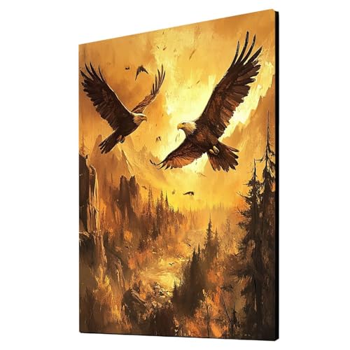 Adler Malen Nach Zahlen Erwachsene Tier Malen Nach Zahlen 40 x 30 cm DIY Basteln Erwachsene Klarheit Farbe Leinwan Bilder mit Acrylfarben Set 3 Typen Pinsel für Wanddeko Wohnzimmer, Geschenke 2YH-4512 von Generic