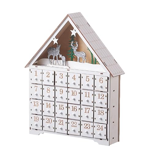 Adventskalender Countdown - Adventskalender aus Holz, Weihnachtskalender 'Advent Weihnachten weiß mit 24 Schubladen und LED-Lichtern | Adventskalender Countdown für Kinder Erwachsene Adventskalender Countdown - Adventskalender aus Holz, Weihnachtskalender 'Advent Weihnachten weiß mit 24 Schubladen und LED-Lichtern | Adventskalender Countdown für Kinder Erwachsene von Generic