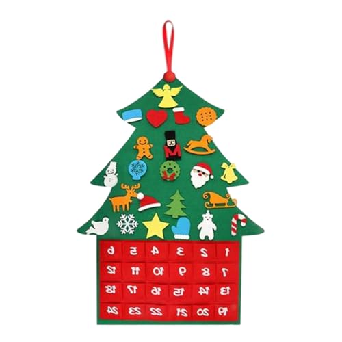 Adventskalender aus Filz - Adventskalender in Form eines Weihnachtsbaums, Tischdeko in Baumform als Geschenk | Tischdekoration, Adventskalender Deko mit 24 Tüten von Generic