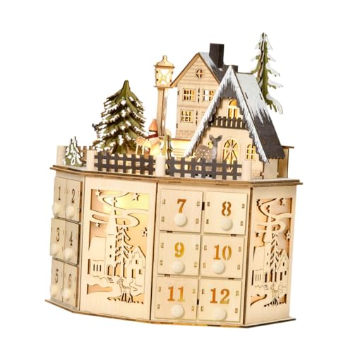 Adventskalender aus Holz, LED-Heimdekoration, traditionell mit 24 Schubladen für Weihnachten Adventskalender aus Holz, LED-Heimdekoration, traditionell mit 24 Schubladen für Weihnachten von Generic