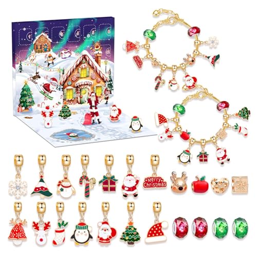 Adventskalender mit Schmuck, Adventskalender mit Armband | Schmuckbastelset, Adventskalender "Weihnachten 2024", Kit zum Herstellen von Schmuckarmbändern, Nat Adventskalender mit Schmuck, Adventskalender mit Armband | Schmuckbastelset, Adventskalender "Weihnachten 2024", Kit zum Herstellen von Schmuckarmbändern, Nat von Generic