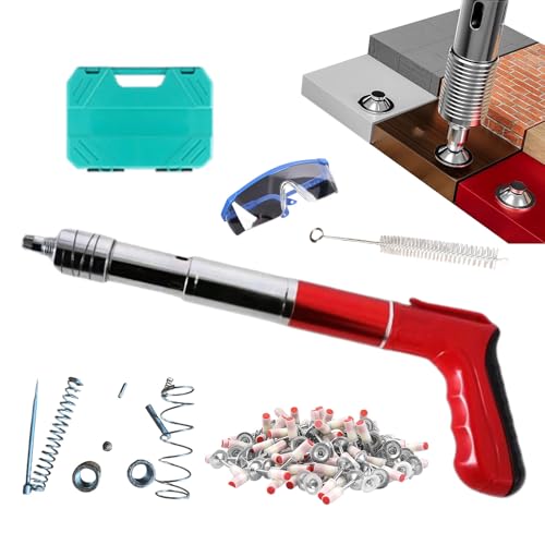 Air Power Pin Nailer, Air Powered Pin Nailer | Kompakte pneumatische Nagelpistole - Manuelle Nagelmaschine mit 100 Nägeln, 5 Gängen, Befestigungswerkzeuge für rote Backsteinwände, Betonwände und von Generic