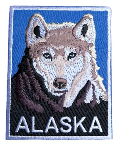 Alaska-Aufnäher (8,9 cm) bestickt, zum Aufbügeln oder Aufnähen, Reise-Souvenir, Alaska-Wolf-Emblem, Geschenkflicken von Generic
