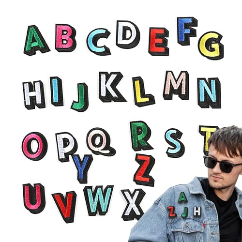 Alphabet-Aufnäher zum Aufbügeln, 26 Stück, zum Aufnähen von bestickten Patches, eleganter und kreativer Aufnäher für Schuhe, Jacken, Hemden, Hüte Alphabet-Aufnäher zum Aufbügeln, 26 Stück, zum Aufnähen von bestickten Patches, eleganter und kreativer Aufnäher für Schuhe, Jacken, Hemden, Hüte von Generic
