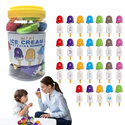 Alphabet -Lernspielzeug | Buchstaben Matching Picksikel -Sticks Set, Farbsortieraktivität Bildungsspielzeug für Kinder Worterkennung, unsere Alphabet -Lernspielzeuge unterstützen das Wachstum der kogn von Generic