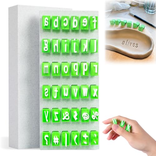 Alphabet-Stempel-Set für Töpferei, Polymer-Ton-Stempel, Alphabet, Zahlen und Symbole, DIY, handgefertigtes Alphabet-Form-Zubehör für Keramikdekoration (Kleinbuchstabe, Symbole) von Generic