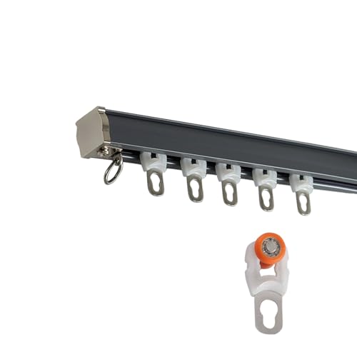 Aluminium Gardinenschiene Schwerlast Vorhang Track Silence Vorhangschiene Deckenschiene Wandmontage und Deckenmontage für Fenster(Gray-top,600cm(4 * 150cm)) von Generic