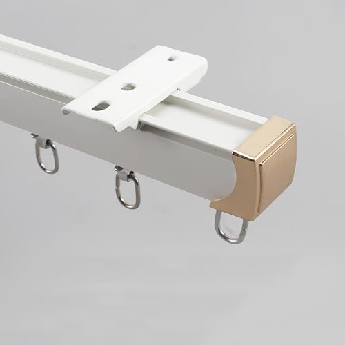 Aluminium-Vorhangschienen-Set Zur Deckenmontage, 3/3.5/4/5.0m Gardinenschiene Gardinenstange, Stumm Drapery-Schiene Für Vorhänge/Wohnmobil/Schrank(Champagne,7.5FT/230CM) von Generic