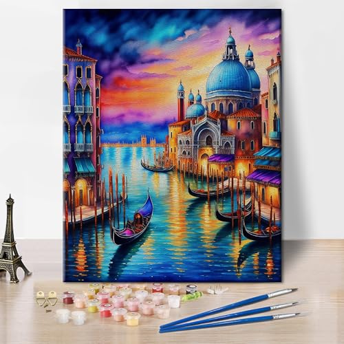 Amazing Blick auf die schöne Venedig Italien-Malen nach Zahlen für Erwachsene Landschaft Ölmalerei für Kinder Malen nach Zahlen Aquarellmalerei DIY Acrylmalerei Elegant entspannend 16 "x20" von Generic