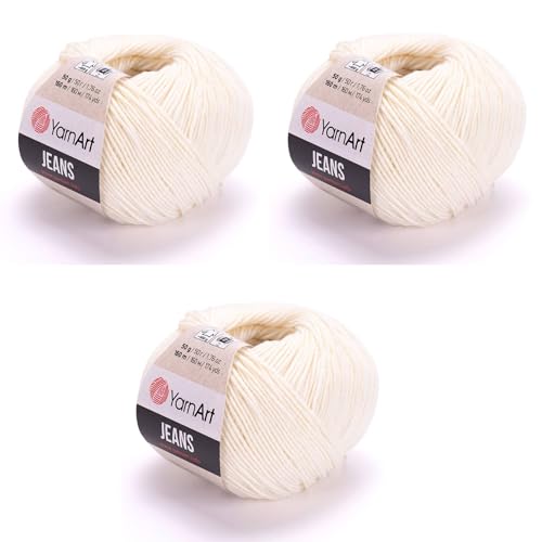 Amigurumi-Garn-Set, 3 Knäuel, Kunst, Jeans, Baumwolle, Amigurumi-Garn-Set, 2 feine Strickgarne, Häkelgarn, mehrfarbig, Baumwolle, Acrylgarn, weiches Garn für Bastler (Farbe: 03) von Generic