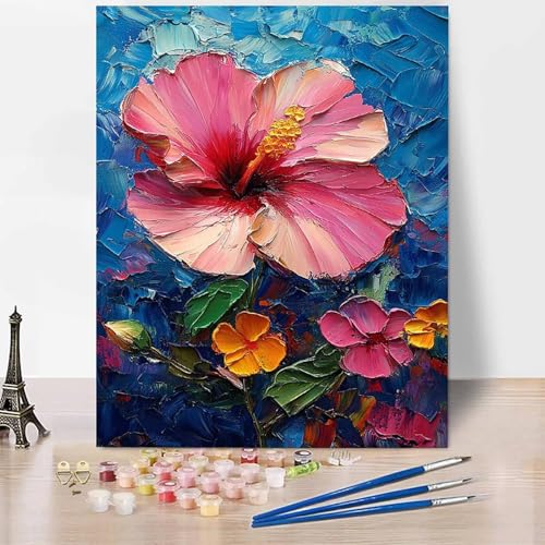 Anlage Malen Nach Zahlen Erwachsene Blumen Malen Nach Zahlen Kreativ Set Erwachsene 50 x 65 cm, Leinwand Ölgemälde Bastelset mit Pinsel und Farben für Deko, Geschenke für Frauen, Ohne Rahmen -XY96D von Generic