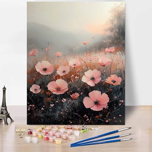 Anlage Malen Nach Zahlen Erwachsene Blumenmeer Malen Nach Zahlen Kreativ Set Erwachsene 100 x 135 cm, Leinwand Ölgemälde Bastelset mit Pinsel und Farben für Geschenke für Frauen, Ohne Rahmen -XY905 von Generic