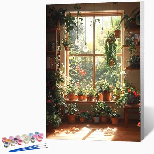 Anlage Malen Nach Zahlen Erwachsene Landschaft Malen Nach Zahlen DIY Set Erwachsene 40x60cm, Kreativ Handgemalt Leinwand Set Mit 3-Pinseln Und Acrylfarbe, Geschenke FüR Frauen (Ohne Rahmen) -LKF0768U3 von Generic