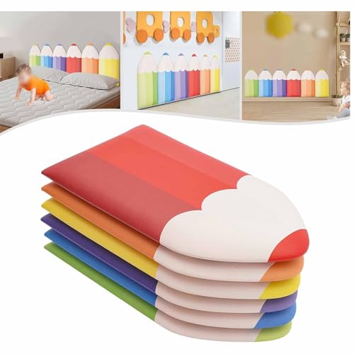 Antikollisions-Wandaufkleber für Kinder, 3 cm dick, Selbstklebende PU-Wandpolsterung in Bleistiftform, wasserdichte Wandtafel, für Kopfteile, Schlafzimmer und Kinderzimmer,001,25 * 50cm von Generic
