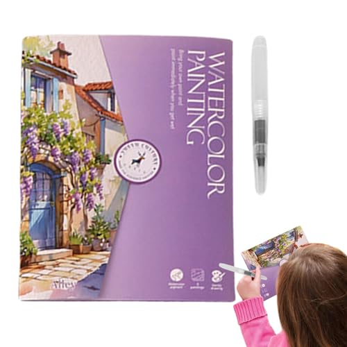 Aquarell-Malbuch – 12 Farben zum Malen, Aquarell-Arbeitsbuch für Anfänger, kreatives Wasserfarbbuch, 19 x 14,4 cm, enthält Pinsel zum Malen und von Generic