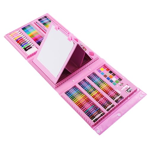 Aquarell- und Pastellkreide-Set - Komplettes Kunstmaterialienset, Zeichenwerkzeug-Set für Kinder | 208-teiliges Zeichenset mit mit drei Flügeln auf beiden Seiten, Kunstset PE von Generic