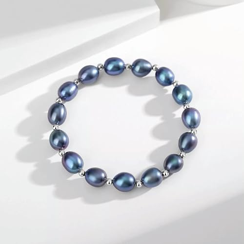 Armband aus natürlichen, 9–10 mm großen, schwarzen Tahiti-Zuchtperlen, Süßwasserperlen, 19,1 cm Armband aus natürlichen, 9–10 mm großen, schwarzen Tahiti-Zuchtperlen, Süßwasserperlen, 19,1 cm von Generic