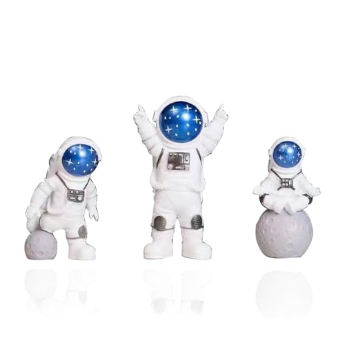 Astronauten Kuchendekoration, 3 Stück Figur Astronauten Tortendeko, Astronaut Figur Spielzeug, Spaceman Statuen Modell Kuchen Topper Geburtstag Weltraum Thema Party Geschenke Tischdeko von Generic