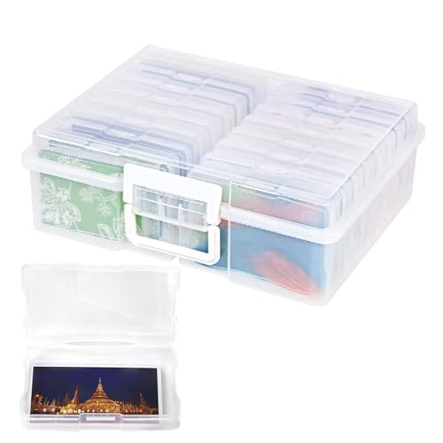 Aufbewahrungsbox für Fotos – 16 Fotohalter im Inneren, transparenter Foto-Organizer | langlebige Fotokiste zum Aufbewahren von Fotos, Karten, Aufklebern und Briefmarken, Boden von Generic