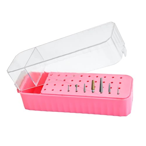 Aufbewahrungskoffer für Nagelwerkzeug, transparenter 40-Loch-Bohrerbehälter mit sicherem Deckel, kompakter Organizer für Heimsalon, staubdichte Box, Pedikürevorbereitung, Maniküre-Bits, Tipps zum von Generic