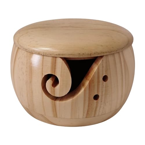 Aufbewahrungsschüssel für Holzgarne mit Deckel – handgemachte Wollstricknadel mit geschnitzten Löchern | Runde Handwerker für Häkeln & Strickzubehör | Ideales Geschenk für Handwerker und Nähprojekte Aufbewahrungsschüssel für Holzgarne mit Deckel – handgemachte Wollstricknadel mit geschnitzten Löchern | Runde Handwerker für Häkeln & Strickzubehör | Ideales Geschenk für Handwerker und Nähprojekte von Generic