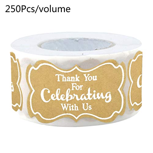 Aufkleber mit Aufschrift "Thank You for Celebrating with Us", 500 Stück/Rolle, selbstklebende Verpackungsaufkleber, Lieferungen Etiketten für Bäckerei, Brot von Generic