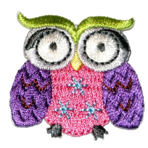 Aufnäher Eule zum Aufbügeln, bestickte Applikation, rosa und lila, 3,6 x 3,6 cm Aufnäher Eule zum Aufbügeln, bestickte Applikation, rosa und lila, 3,6 x 3,6 cm von Generic