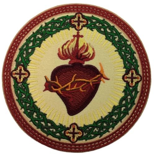 Aufnäher "Heiliges Herz Jesus", bestickt, zum Aufbügeln oder Aufnähen, katholisches Kirchensymbol, christliches Emblem, Kostüm, Jacke, Rucksack, Geschenkflicken von Generic