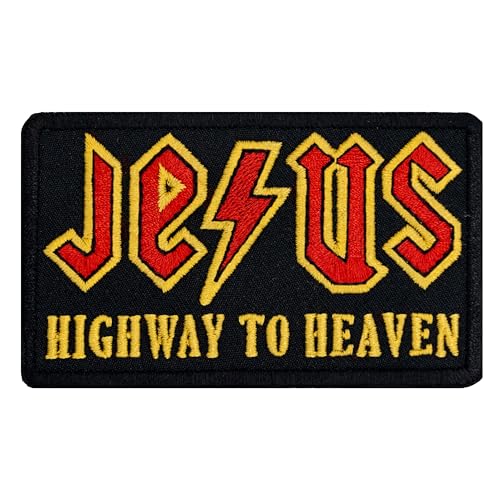 Aufnäher "Jesus: Highway to Heaven", bestickt, Größe 6,1 x 9,9 cm, inspirierend, zum Aufbügeln für Jacken, Taschen und Bekleidung – Glaube und Hingabe Symbol von Generic