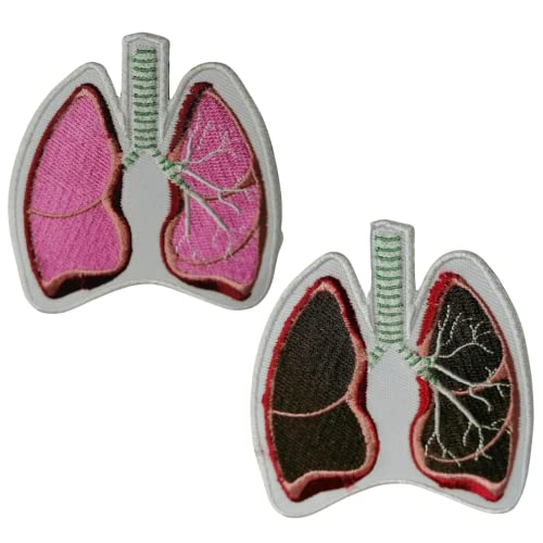 Aufnäher-Set, Motiv: Lungen, menschliche Körperorgane, zum Aufbügeln, Aufnähen, bestickt, Applikation von Generic
