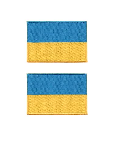 Aufnäher Ukraine Flagge zum Aufbügeln, 5,1 x 5,1 cm, Blau und Gelb, 2 Stück von Generic