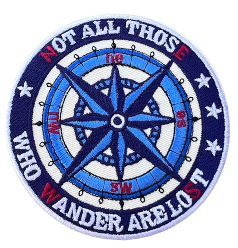 Aufnäher mit Aufschrift "Not All Who Wander are Lost Compass", 8,9 cm, bestickt, zum Aufbügeln oder Aufnähen, Motiv: Camino Hiking Trail Emblem, Geschenk-Patches von Generic