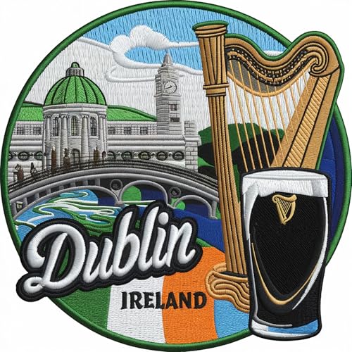 Aufnäher mit Irland-Flagge, bestickt, zum Aufbügeln oder Aufnähen (8,9 cm), Reise, Europa, Urlaub, Souvenir, Touristenemblem, Rucksack, Geschenkflicken von Generic