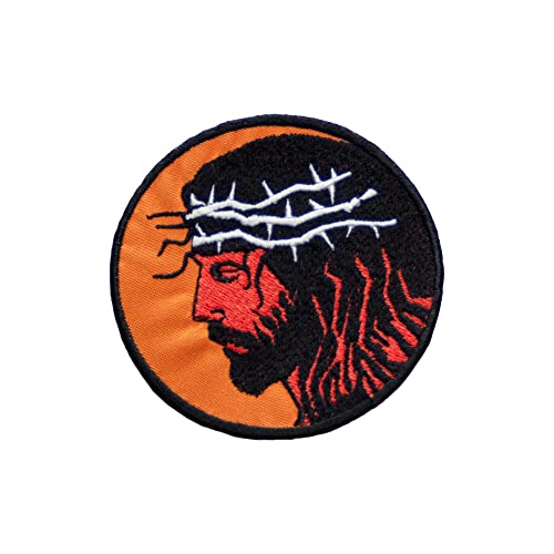 Aufnäher zum Aufbügeln, Motiv Jesus mit Kranz auf seinem Kopf, bestickt, Größe: 8,9 x 8,9 cm, 22,9 x 22,9 cm von Generic