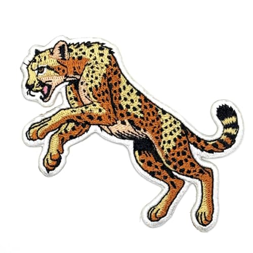 Aufnäher zum Aufbügeln, Motiv: Gepard, bestickt, Leopardenmuster, Jaguar, Applikationen, zum Aufbügeln oder Aufnähen für Löcher, Kleidung, Jeans, Hut, Rucksäcke, Kleidung, 8,9 cm von Generic