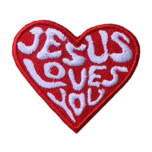 Aufnäher zum Aufbügeln, Motiv: Jesus loves You, niedliche Deko-Flicken für Kleider, Rucksäcke, Kleidung, Hosen, Jeans, Hüte, Stickerei-Applikation, DIY-Zubehör von Generic