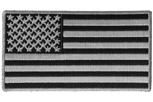 Aufnäher zum Aufbügeln, amerikanische Flagge, 10,2 x 5,6 cm, Schwarz und Grau von Generic
