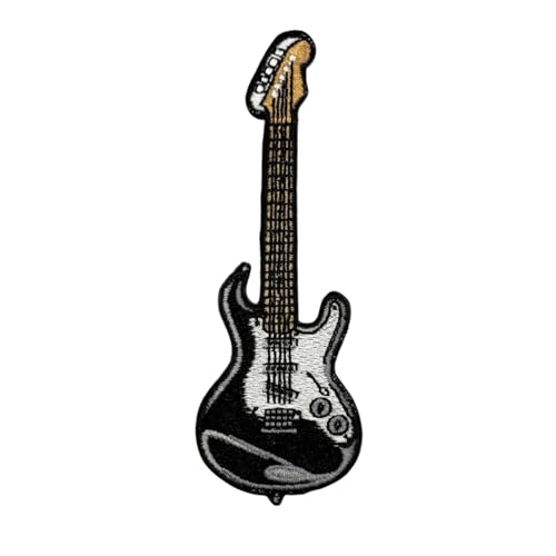 Aufnäher zum Aufbügeln mit E-Gitarre, bestickt, Rock-n-Roll-Musiker-Applikationen, zum Aufbügeln oder Aufnähen für Löcher, Kleidung, Jeans, Hut, Rucksäcke, Kleidung, 10,2 cm von Generic