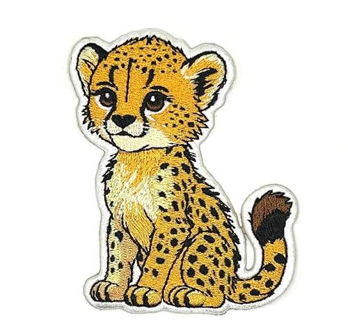 Aufnäher zum Aufbügeln mit niedlichem Gepardenmotiv, bestickt, lustig, Leopardenmuster, Jaguar, Zoo, Applikationen, zum Aufbügeln oder Aufnähen für Löcher, Kleidung, Jeans, Hut, Rucksäcke, Kleidung, von Generic