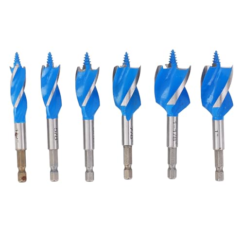 Auger -Bohrer -Bit -SEX -Schaft -Holzbohrer 6 Stcs 1/2in 5/8in 3/4in 7/8in 1in 1 1/8in 4 Flöte 4 Slot hohe Effizienz für Holzbearbeitungsprojekte von Generic