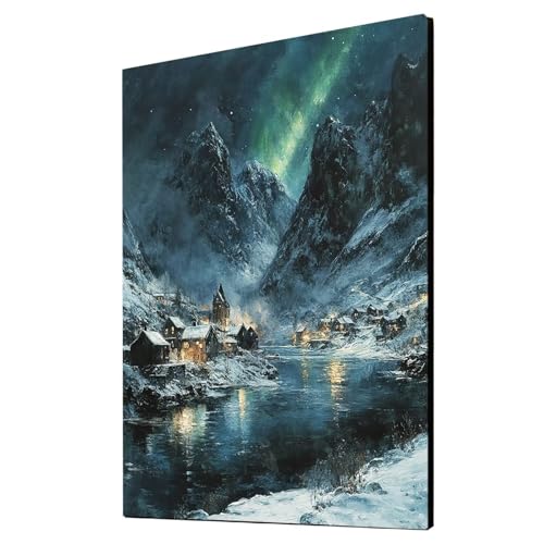 Aurora Malen Nach Zahlen Erwachsene Berg Malen Nach Zahlen 40 x 30cm DIY Basteln Erwachsene Klarheit Farbe Leinwan Bilder mit Acrylfarben Set 3 Typen Pinsel für Wanddeko Wohnzimmer, Geschenke 2YH-2152 von Generic