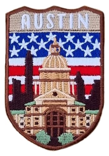 Austin Texas Shield Patch (7,6 cm) zum Aufbügeln, Abzeichen für Reisen, USA, Souvenir, Emblem für Rucksäcke, Jacken, Hüte, Taschen, Basteln, Geschenkflicken von Generic