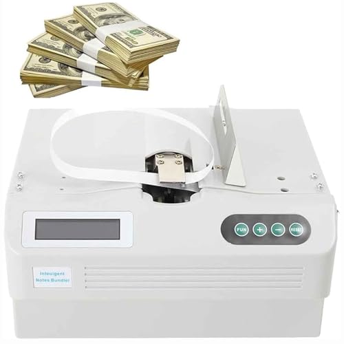 Automatische Banknotenbündelmaschine, 24-mal/min. Schnellbindemaschinen mit Zählfunktion und LCD-Bildschirm, Geldumreifungsmaschine, for Banken, Einzelhandel und Bargeldzentren von Generic