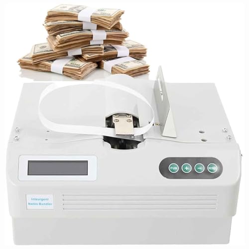 Automatische Schnellbindemaschine for Bargeld, 24-mal/min. Geldumreifungsmaschine, mit Zählfunktion und LCD-Bildschirm, Automatische Banknotenbündelmaschine, for Finanzen, Kassierer von Generic