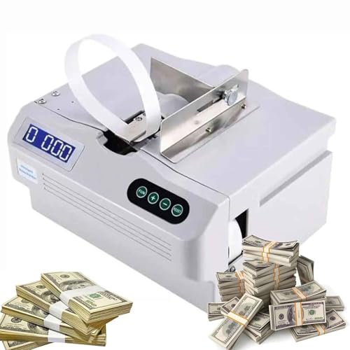 Automatische Schnellbindemaschine for Bargeld, intelligente Banknotenbündelmaschinen, Geldumreifungsmaschine mit LCD-Bildschirm und Zählfunktion, for Finanzen, Kassierer von Generic