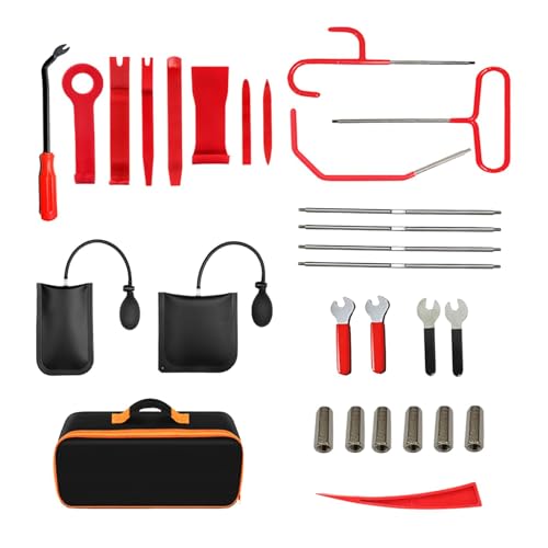 Autoschloss-Set | Langstreckenzug-Haken, J-Haken-Werkzeug, 29-teiliges Set | Professionelles Set, Auto-Reparatur-Werkzeug-Sortiment, Aufbewahrungstasche von Generic