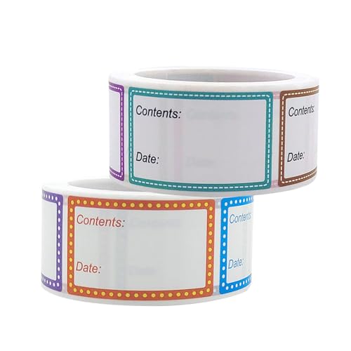 Azlanway Mehrfarbige Lebensmittel-Etiketten, Aufkleber, 2 Rollen, 1000 Stück, 2,5 x 4,1 cm, Gefrierschrank-Etiketten, leicht abziehbar, Datums-Etiketten, Catering, Küche, entfernbarer Azlanway Mehrfarbige Lebensmittel-Etiketten, Aufkleber, 2 Rollen, 1000 Stück, 2,5 x 4,1 cm, Gefrierschrank-Etiketten, leicht abziehbar, Datums-Etiketten, Catering, Küche, entfernbarer von Generic