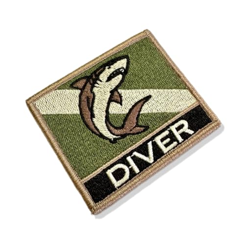 BD0176N-003 Aufnäher mit Taucher-Flagge, bestickt, 7,6 x 6,3 cm (B), Hakenverschluss von Generic