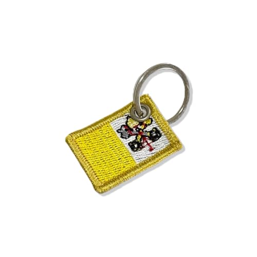 BP0060-031 Aufnäher mit Vatikan-Flagge, bestickt, 3,8 x 2,5 cm (C) Schlüsselanhänger von Generic